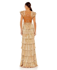 Women's Ieena Ruffle Tiered Criss Cross Lace Up Gown