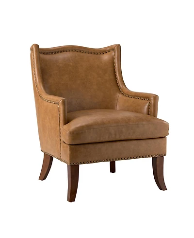 Hulala Home Konrad Contemporary Leather Armchair with Solid Wood Legs