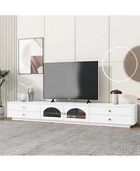 Streamdale Elegant Tv Stand for 90" TVs, Glass Doors