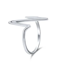 Bling Jewelry Geometric Midi Knuckle 1MM Band Stackable Chevron Lightening Bolt Heartbeat V Ring Sterling Silver