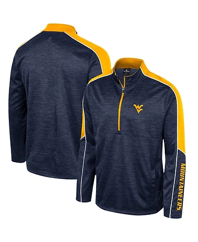 Men's Colosseum Navy West Virginia Mountaineers Marled Half-Zip Jacket