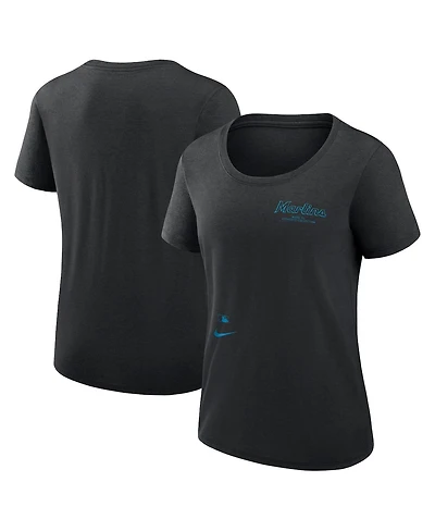 Women's Nike Black Miami Marlins Authentic Collection Performance Scoop Neck T-shirt