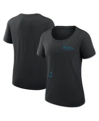 Women's Nike Black Miami Marlins Authentic Collection Performance Scoop Neck T-shirt