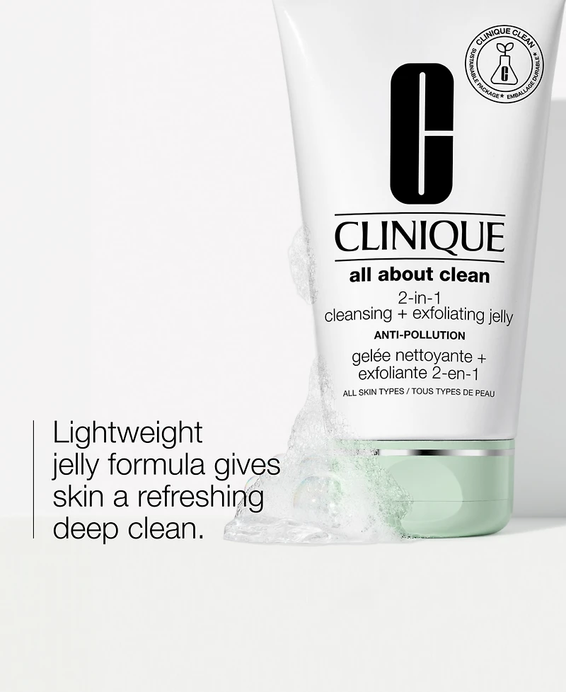 Clinique All About Clean 2-in-1 Face Cleansing + Exfoliating Jelly Cleanser with Salicylic Acid, 5 oz.
