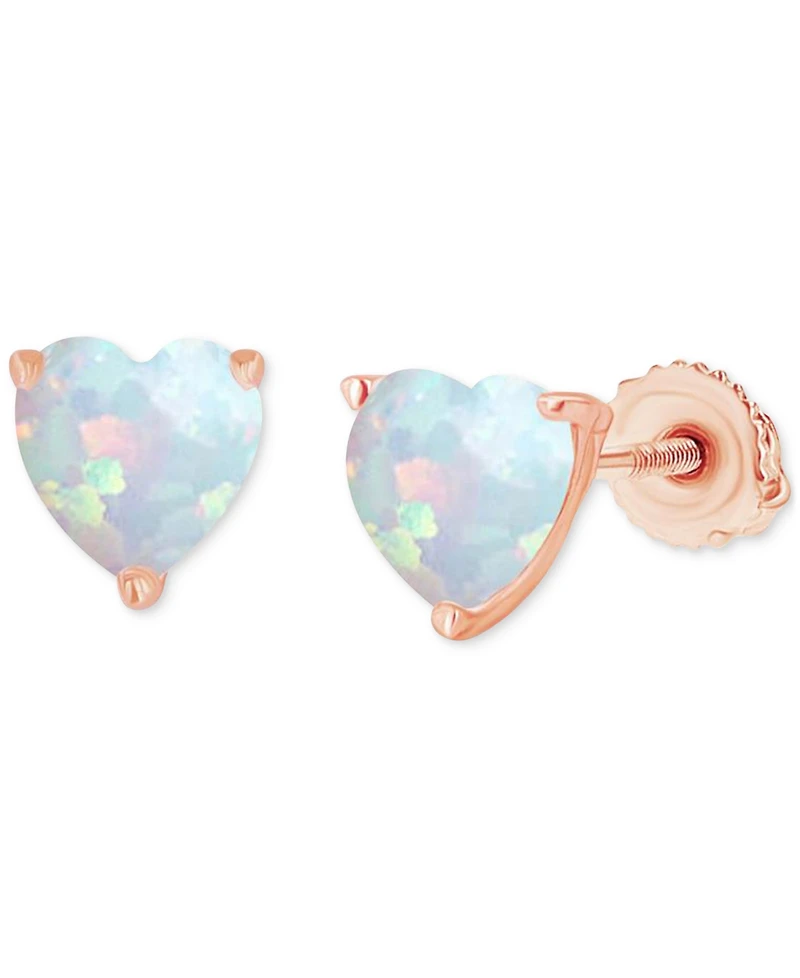 Lab-Grown Opal Heart-Shaped Solitaire Stud Earrings (5/8 ct. t.w.)