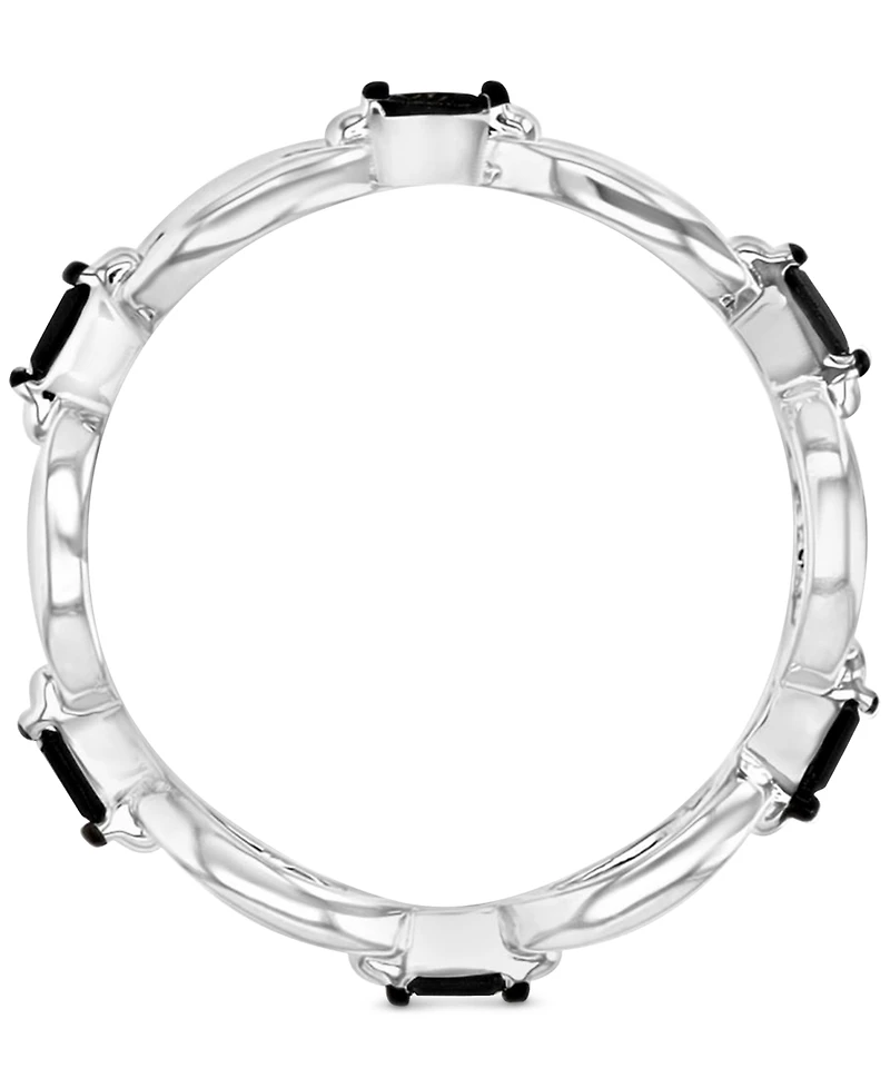 Black Spinel & Polished Oval Ring (1-1/10 ct. t.w.) Sterling Silver
