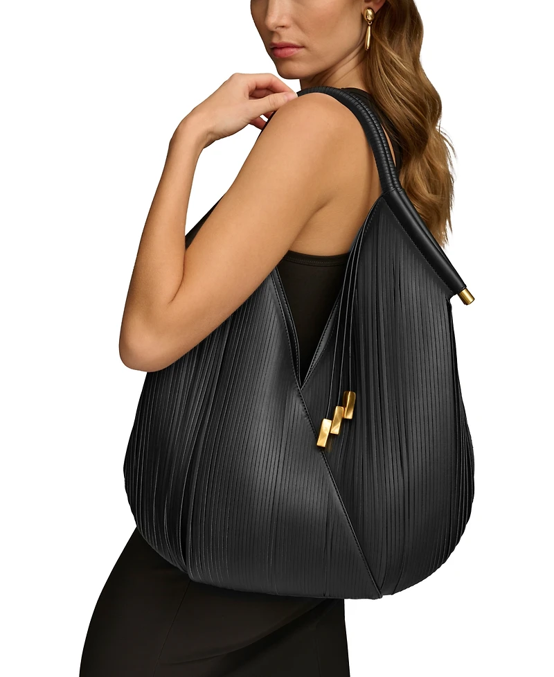 Donna Karan New York Baldwin Large Laser-cut Shoulder with Leather Wrapped Rounded Handle