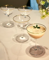 The Wine Savant Gold Rim Coupe Glasses, Set of 4