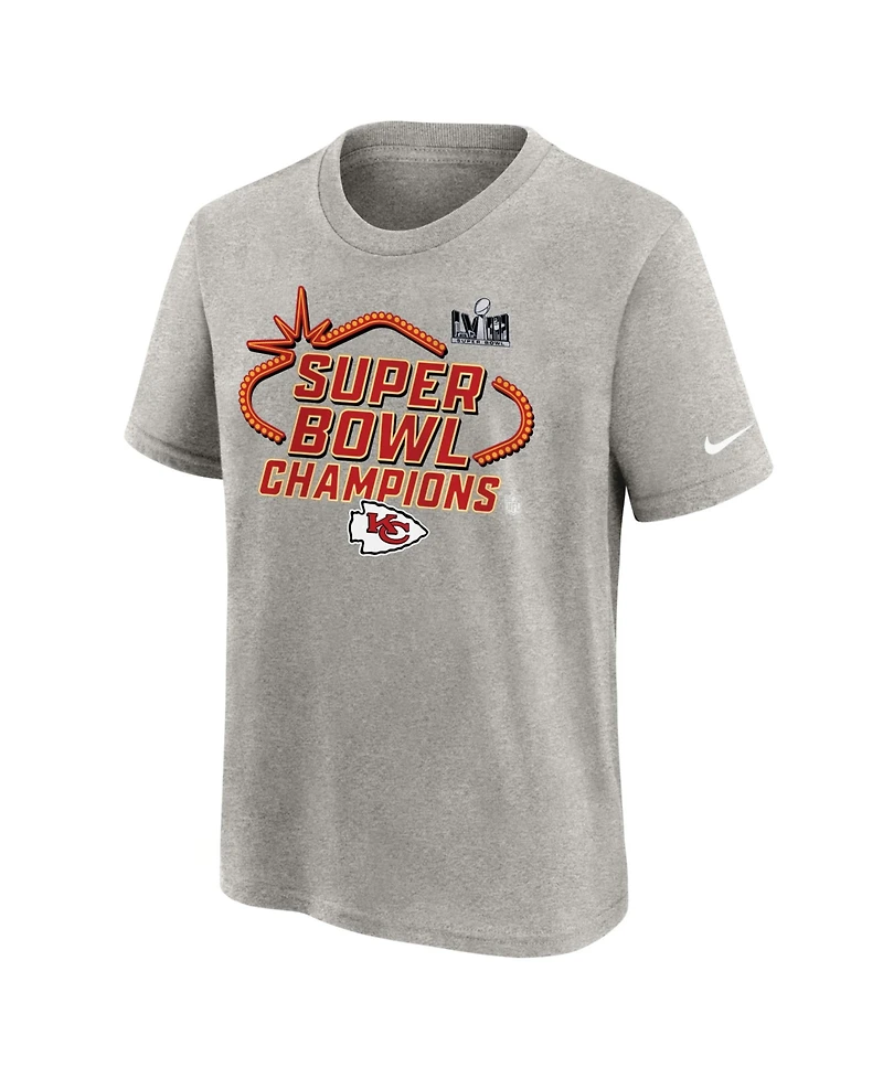 Big Boys and Girls Nike Gray Kansas City Chiefs Super Bowl Lviii Champions Trophy Collection T-shirt