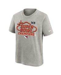 Big Boys and Girls Nike Gray Kansas City Chiefs Super Bowl Lviii Champions Trophy Collection T-shirt
