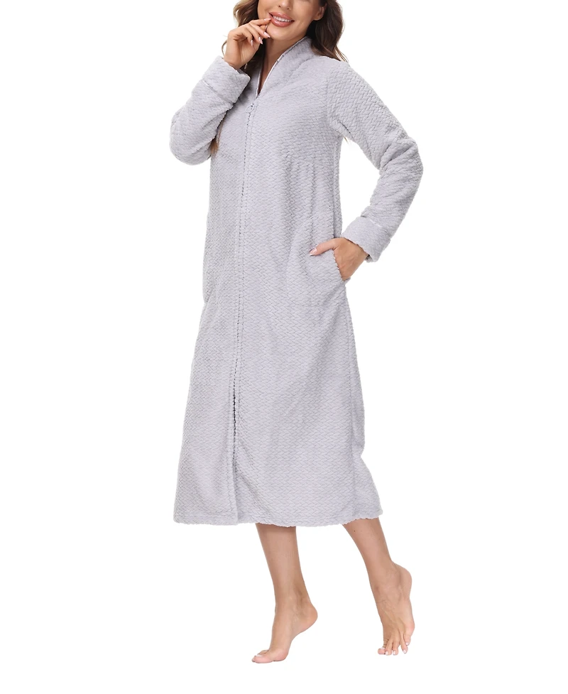 Ink+Ivy Women's Front Zipper Plush Robe