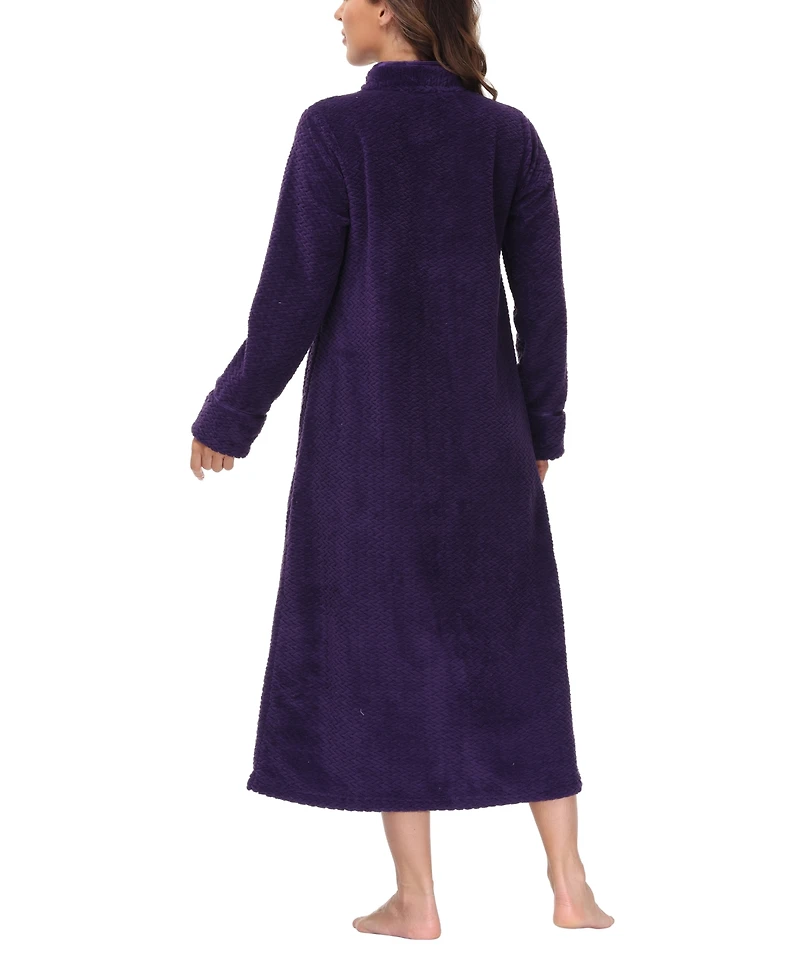 Ink+Ivy Women's Front Zipper Plush Robe