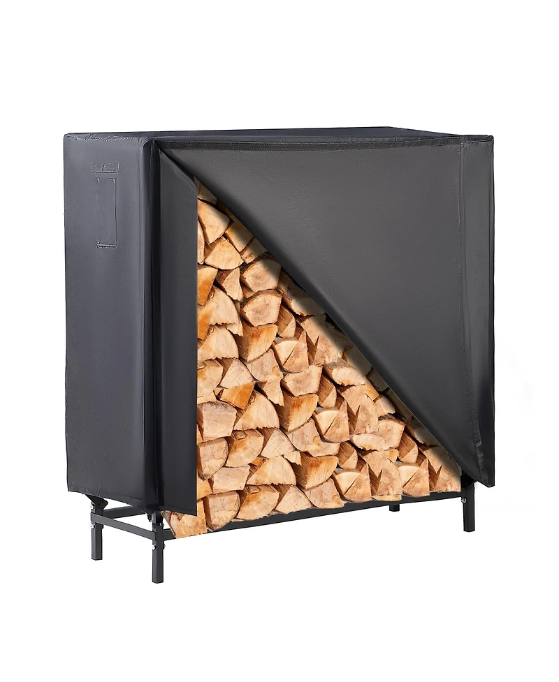 Lugo Heavy-Duty Waterproof Outdoor Firewood Rack with Cover 4ft