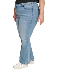 Karl Lagerfeld Paris Plus Chain-Trim Flare Jeans, First@Macy's
