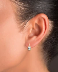 Cubic Zirconia Emerald-Cut Halo Leverback Statement Earrings
