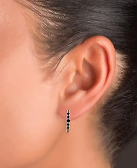 Black Spinel Graduated Small Hoop Earrings (1-3/8 ct. t.w.) in Sterling Silver, 0.79"