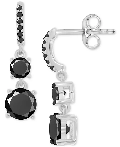 Black Spinel Linear Drop Earrings (2-7/8 ct. t.w.) in Sterling Silver