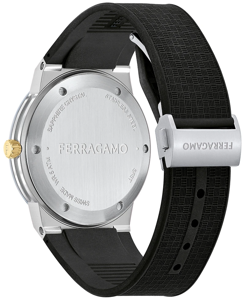 Salvatore Ferragamo Men's Swiss Black Rubber Strap Watch 41mm