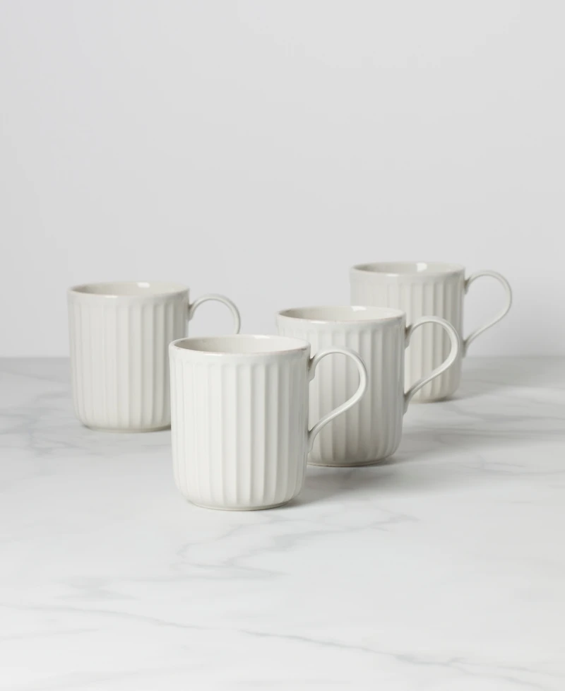 Lenox French Perle Scallop Mugs, Set of 4