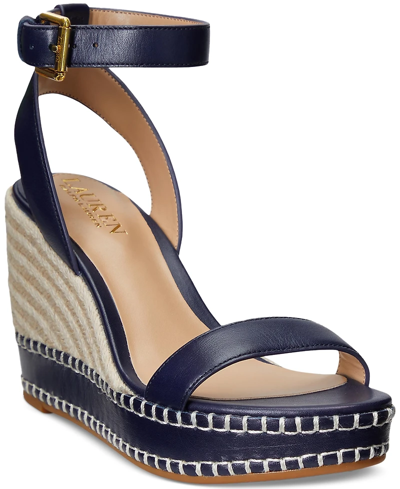 Lauren Ralph Women's Hilarie Ankle-Strap Espadrille Platform Wedge Sandals