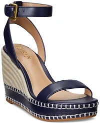 Lauren Ralph Women's Hilarie Ankle-Strap Espadrille Platform Wedge Sandals