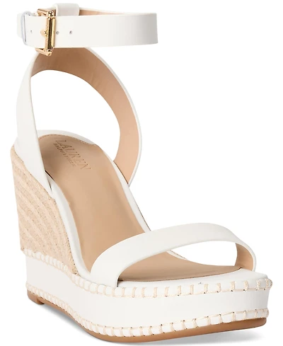 Lauren Ralph Women's Hilarie Ankle-Strap Espadrille Platform Wedge Sandals