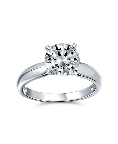 Bling Jewelry Timeless 2CT Cz Round Solitaire Promise Ring Plain Thin Band .925 Sterling Silver