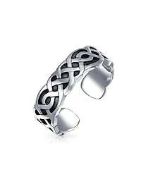 Bling Jewelry Celtic Trinity Knot Work Circle Triquetra Pinky Midi Toe Ring Oxidized Silver Sterling Adjustable