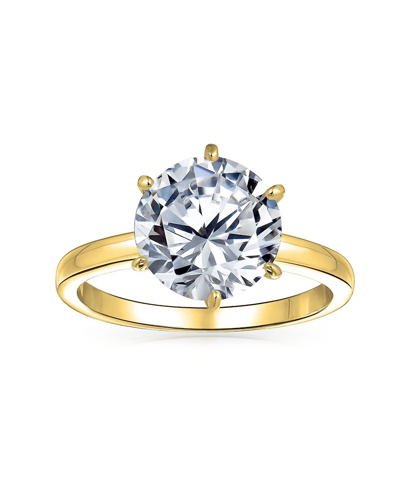Bling Jewelry Classic Timeless Cubic Zirconia 3CT Cz 6 Prong Setting Round Solitaire Promise Ring Thin Band Sterling Silver