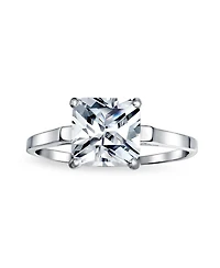 Bling Jewelry Simple 3CT Cubic Zirconia Square Princess Cut Cz Solitaire Promise Ring For Women Thin 1.5 Mm Band