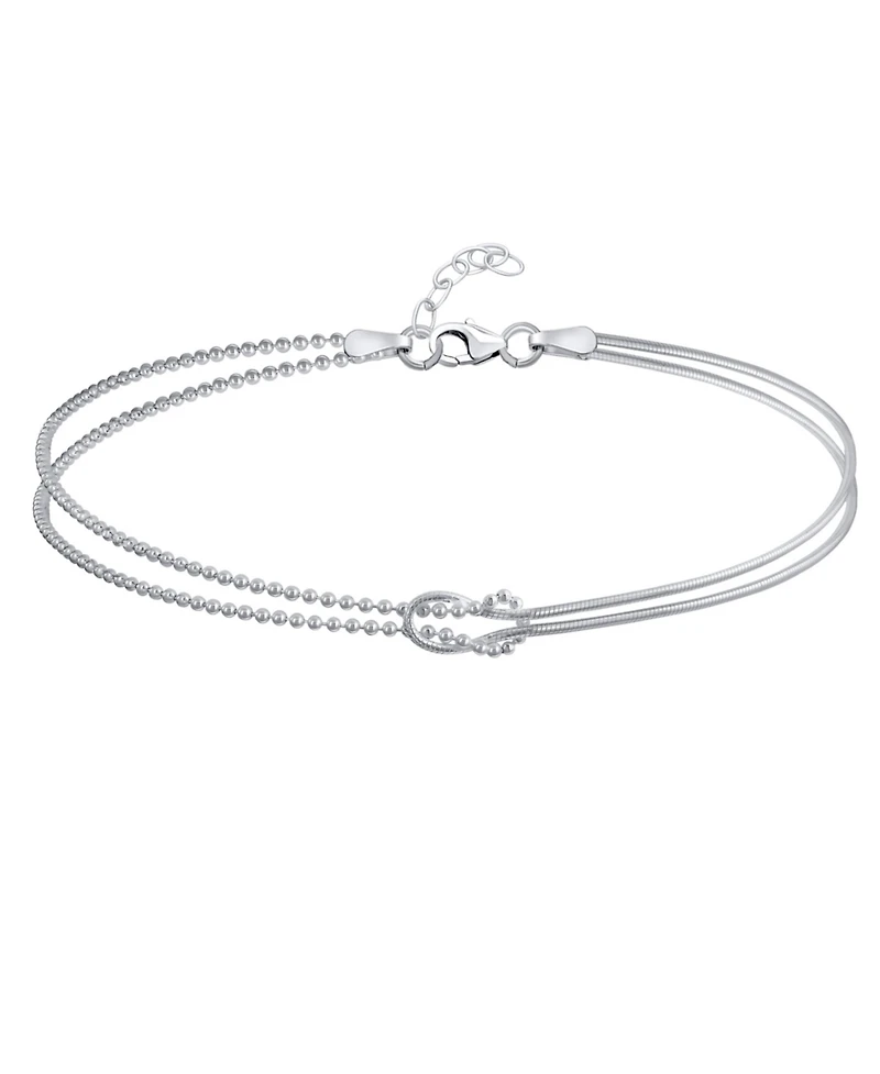 Bling Jewelry Love Knot Infinity Anklet Ankle Bracelet Split Beaded Ball Snake Chain Sterling Silver Adjustable 9 To 10 Inch