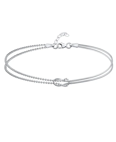 Bling Jewelry Love Knot Infinity Anklet Ankle Bracelet Split Beaded Ball Snake Chain Sterling Silver Adjustable 9 To 10 Inch