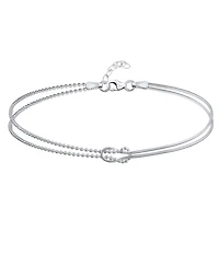 Bling Jewelry Love Knot Infinity Anklet Ankle Bracelet Split Beaded Ball Snake Chain Sterling Silver Adjustable 9 To 10 Inch