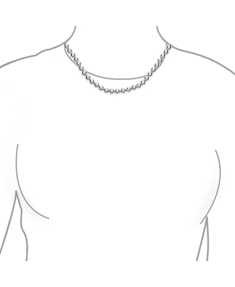 Bling Jewelry Dainty Sterling Silver Petite 4MM Round Bead Station Ball Necklace Shinny