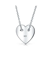 Minimalist Simple Flat Slide Button Heart Pendant Necklace Sterling Silver