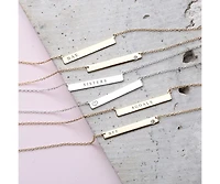 Bling Jewelry Horizontal Sideway Flat Bar Name Plated Pendant Necklace Gold Plated Sterling Silver With Crystal