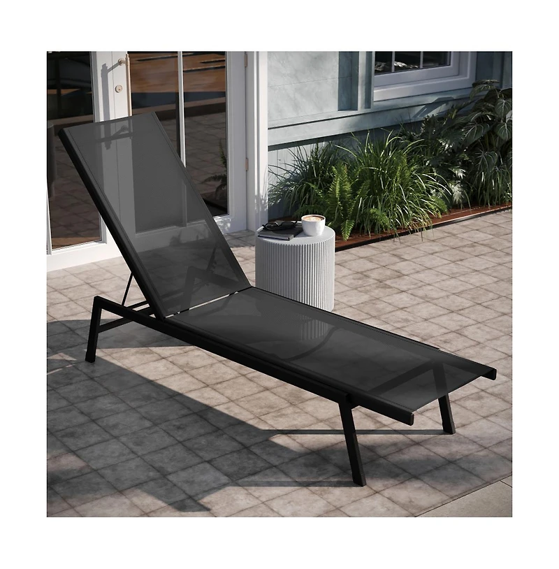 Braelin Set Of 2 Text Ilene Adjustable 5 Position Patio Chaise Lounge And Metal Frame Chair