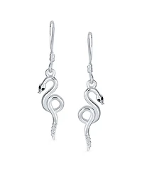 Bling Jewelry Cz Accent Garden Animal Pet Crawler Reptile Egyptian Serpent Dangling Snake Earrings Fish Hook Wire Sterling Silver