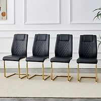 Modern dining chairs with faux leather padded seats, dining room chairs, gold metal leg upholstered chairs, suitable for kitchens, living rooms, bedro