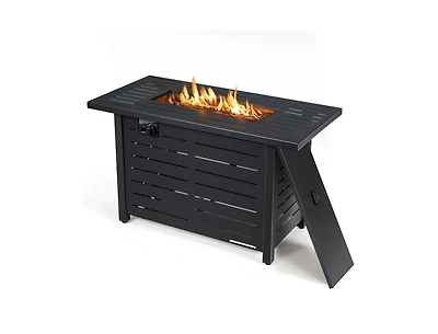 42 Inch 60 000 Btu Rectangular Propane Fire Pit Table with Waterproof Cover
