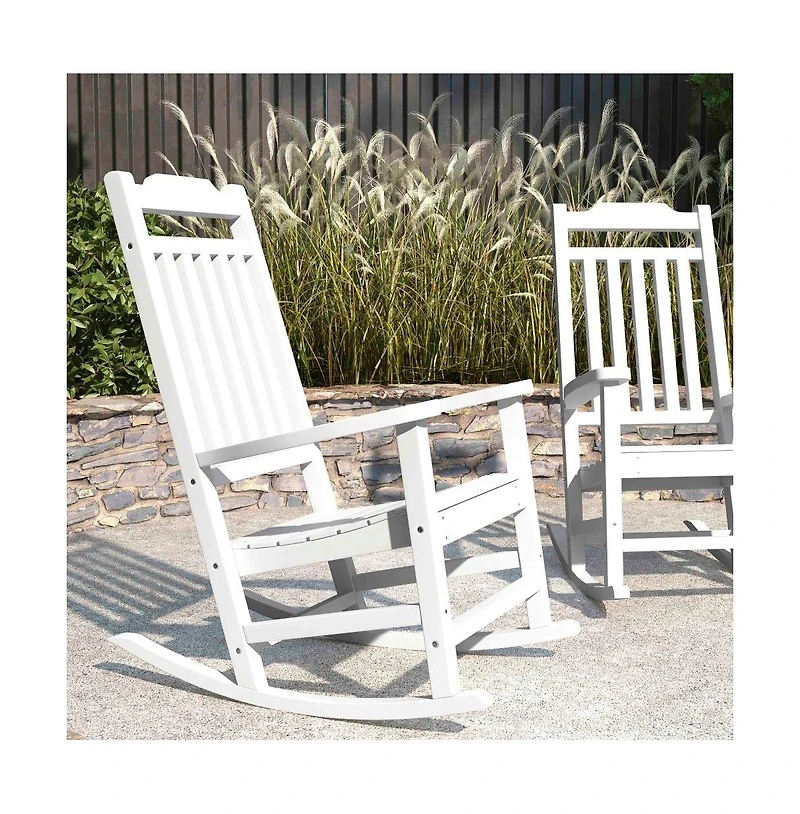 Merrick Lane Set Of 2 Hillford Poly Resin Indoor/Outdoor Rocking Chairs