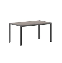 Fena 55" X 31.5" Outdoor Dining Table With Faux Teak Poly Slat Top And Metal Frame