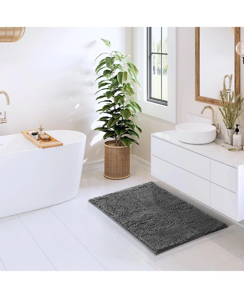 Ultra-Soft Quick-Dry Chenille Bath Rug - Non-Slip Pvc Backing, Machine-Washable (Small 17″×24″)