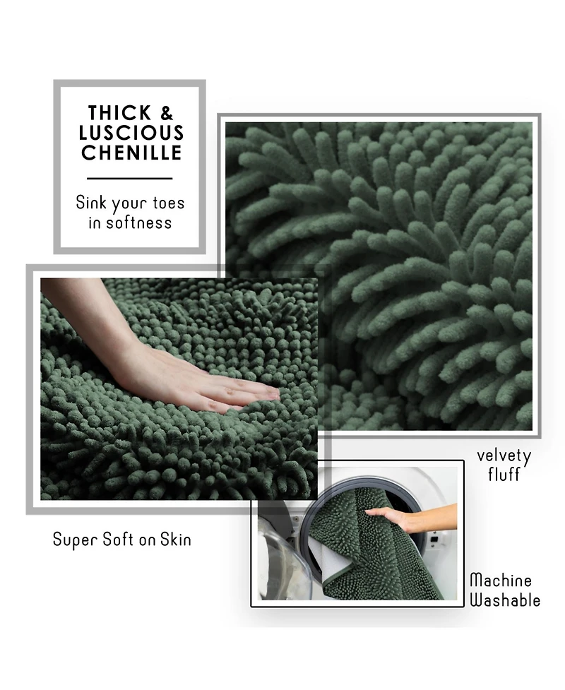 Ultra Soft Non-Slip Chenille Bath Rug - Quick Dry, Machine Washable Large 26”x44”