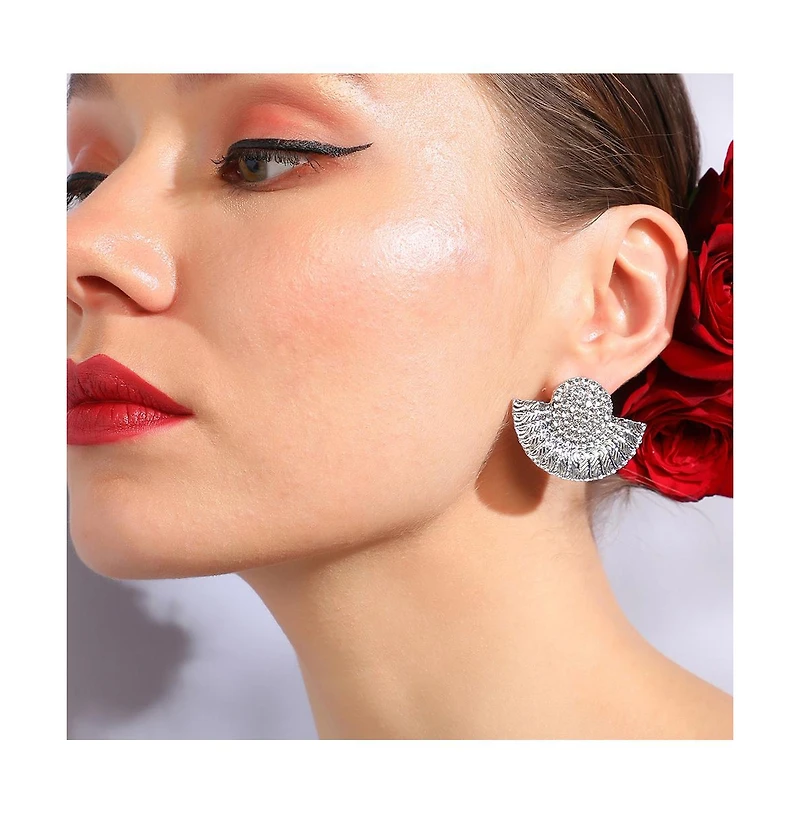 Sohi Women's Embellished Fan Drop Earrings
