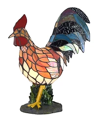 Dale Tiffany 17.5" Tall Morning Rooster Handmade Genuine Stained Glass Shade Accent Lamp