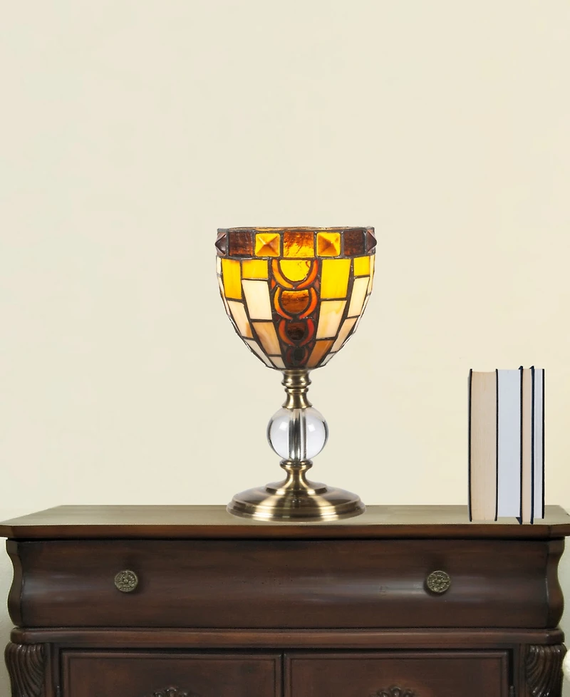 Dale Tiffany 13" Tall Vienne Tiffany Handmade Genuine Stained Glass Shade Accent Lamp