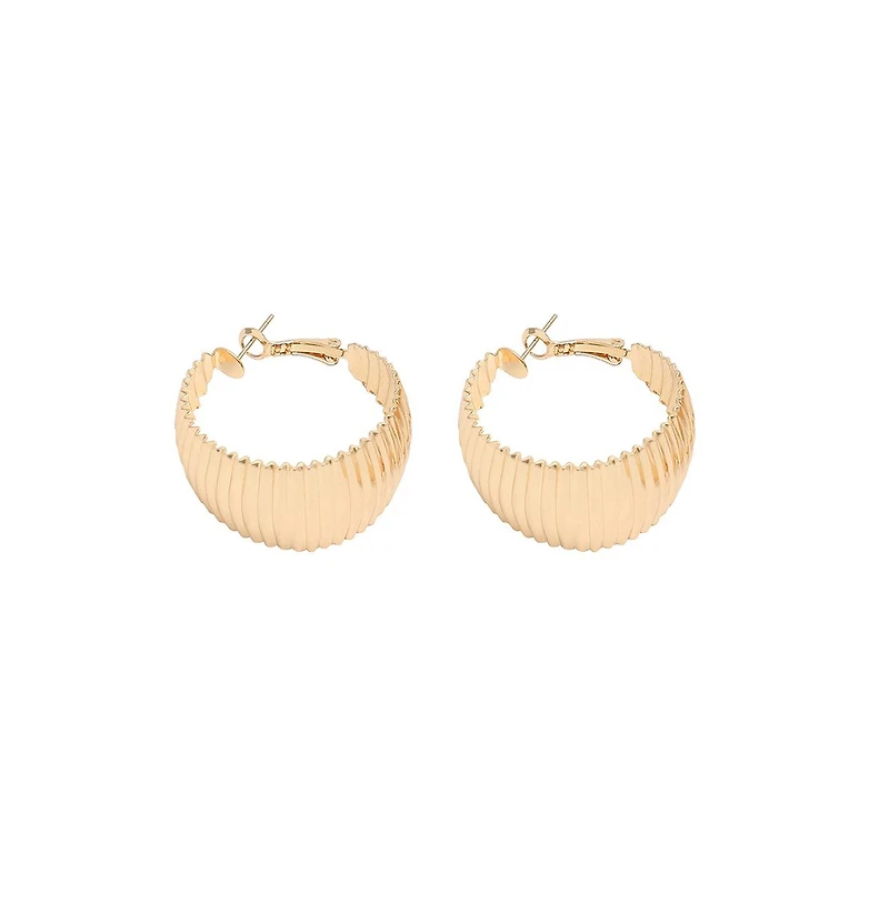Sohi Women's Gold Ripple Hoop Earrings