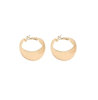 Sohi Women's Gold Ripple Hoop Earrings