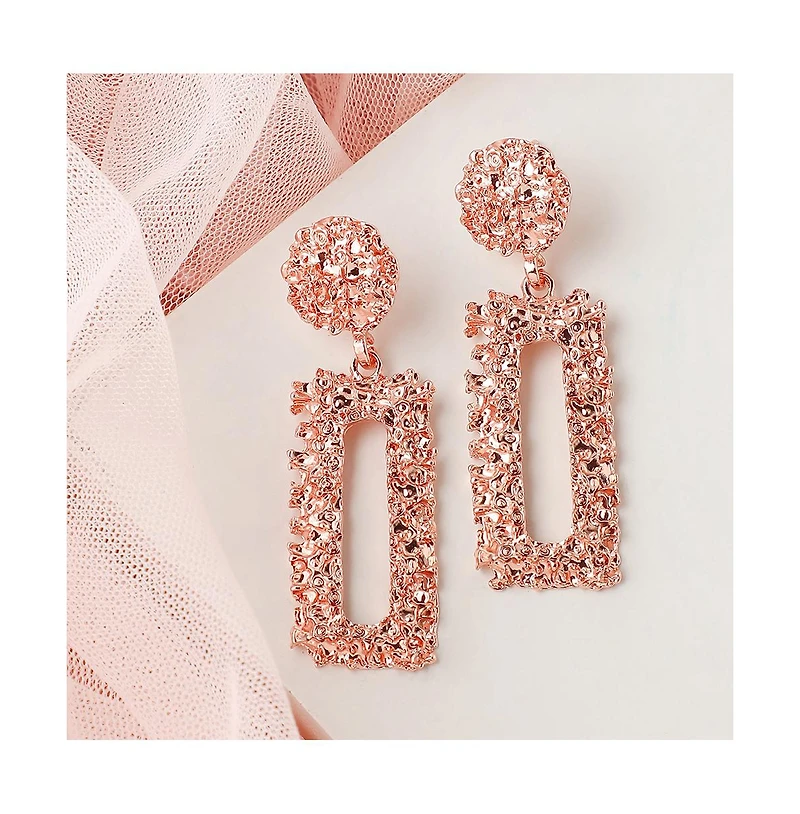 Sohi Women's Pink Corroded Drop Earrings